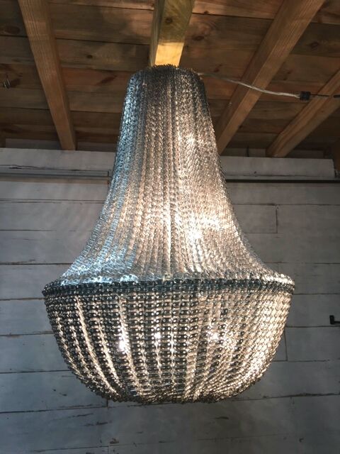 Vintage Chain Mail Chandelier 8 Lamps, Antique Chainmail Chandelier Uk