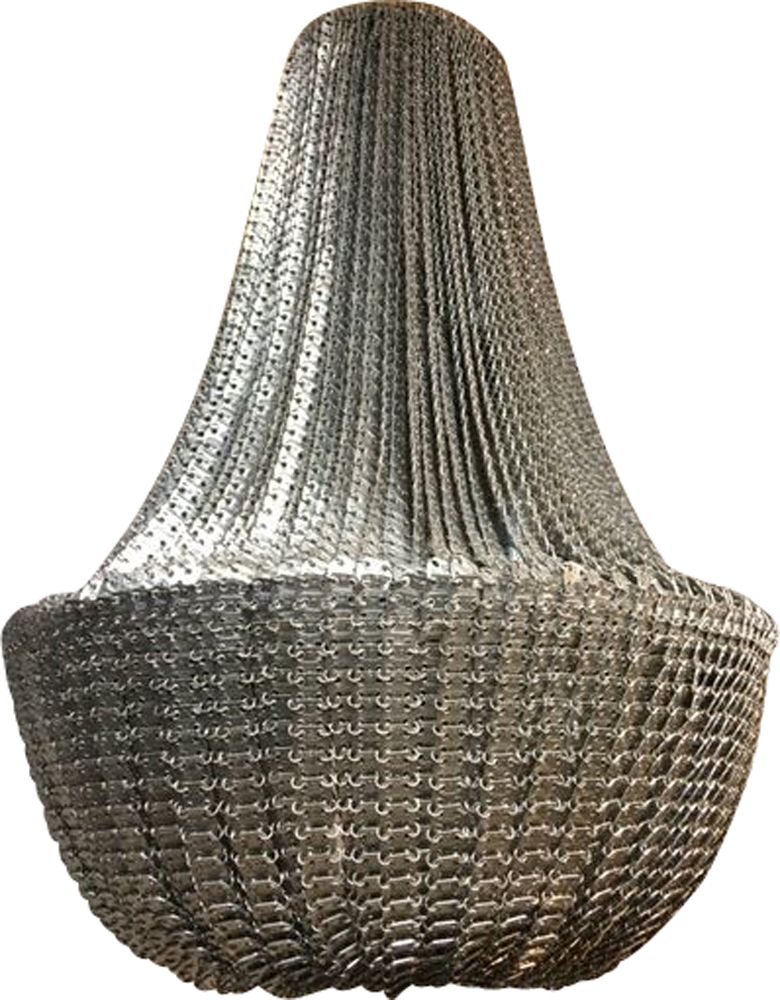 Vintage Chain Mail Chandelier 8 Lamps, Antique Chainmail Chandelier