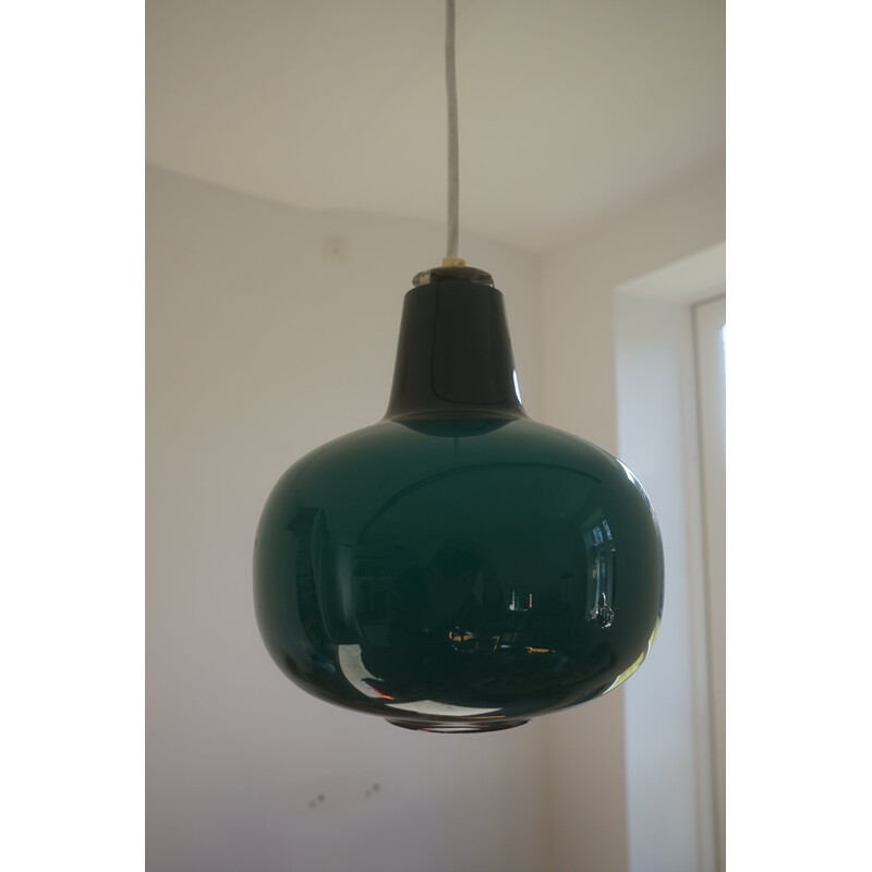 Vintage Green Glass Kyoto Pendant Lamp by Nils & Eva Koppel for Lyfa, Danish 1970s