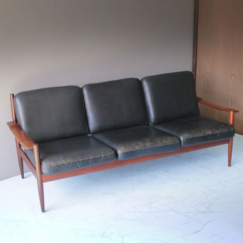 Vintage teak living room set with leather, Danish 1960 Market