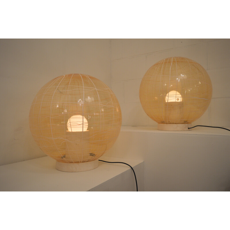 La Murina pair of large Murano lamps - 1960s