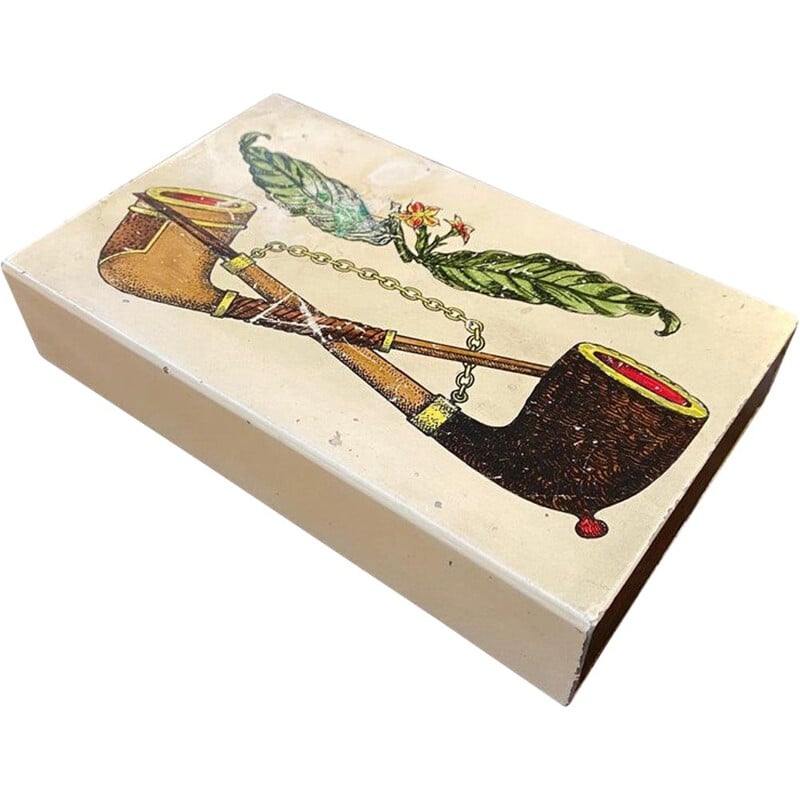 Vintage cigarette box decorated with pipes by Atelier Fornasetti
