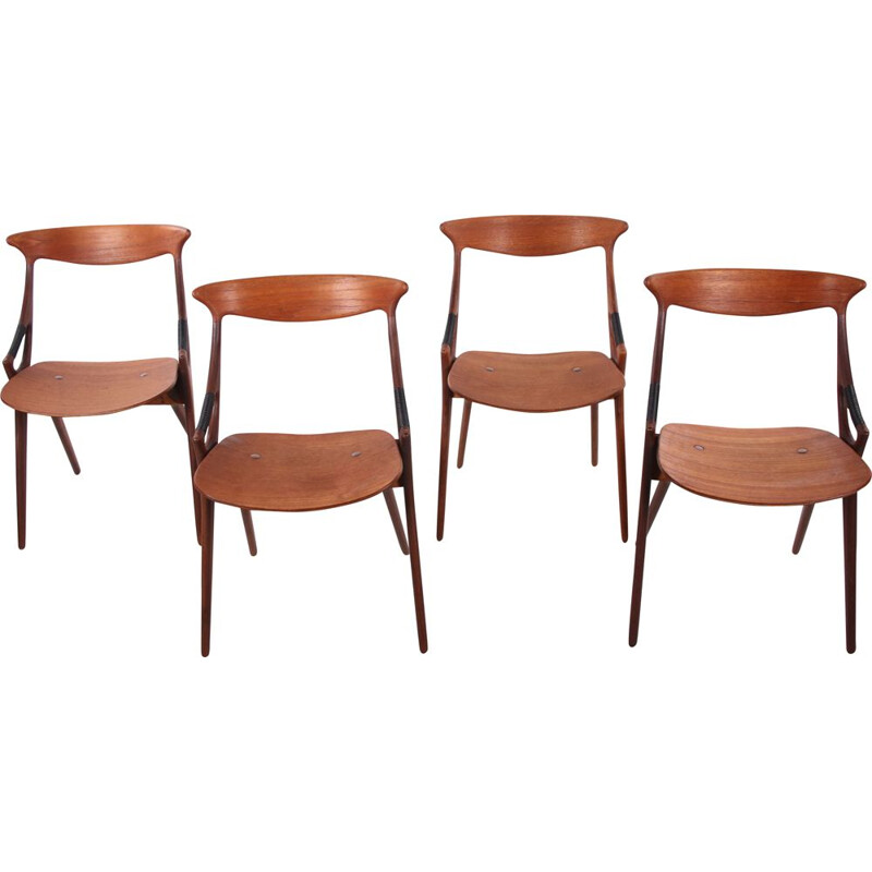 Set of 4 vintage teak chairs Arne Hovmand Olsen 1950s