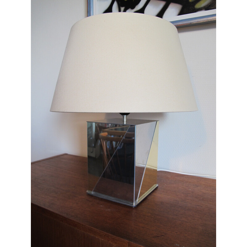 Vintage table lamp in steel and brass - 1970s