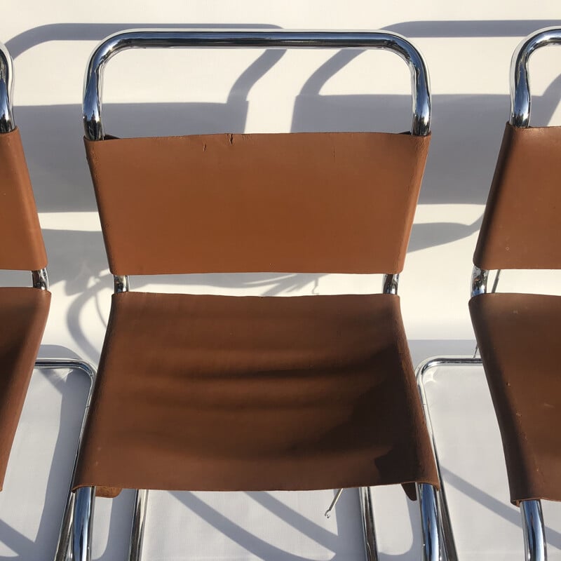 Pair Of Dining Chairs Ludwig Mies Van Der Rohe MR10 Vintage 1960's