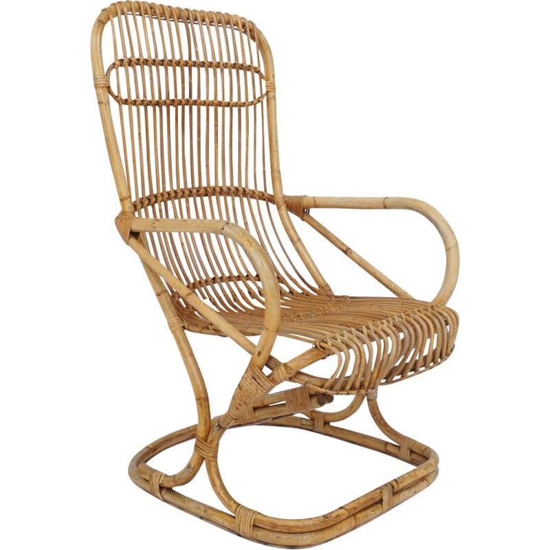 Vintage Bonacina bamboo armchair by Tito Agnoli Italy 1959s