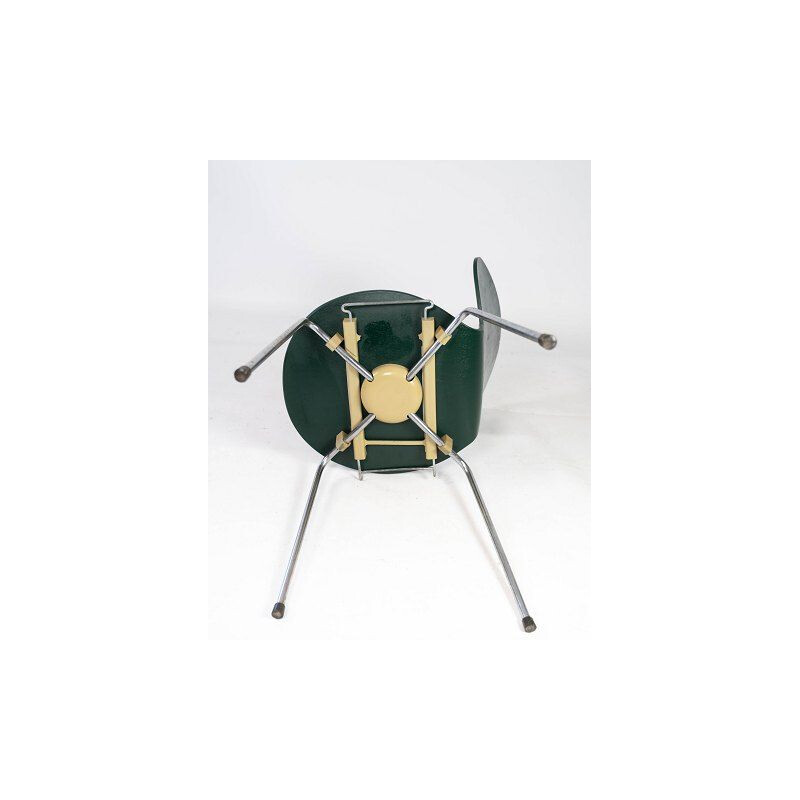 Set of 5 vintage dark green Ant chairs model 3101 by Arne Jacobsen by Fritz Hansen 1952s