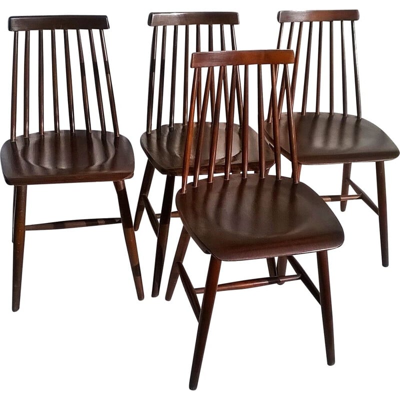 Set of 4 vintage dining chairs by Ilmari Tapiovaara for Edsby Verken, 1960s