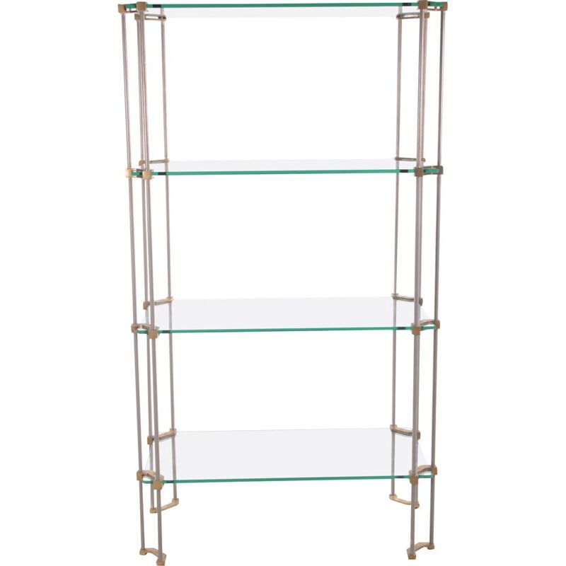 Vintage glass and brass wall unit by Peter Ghyczy, 1960