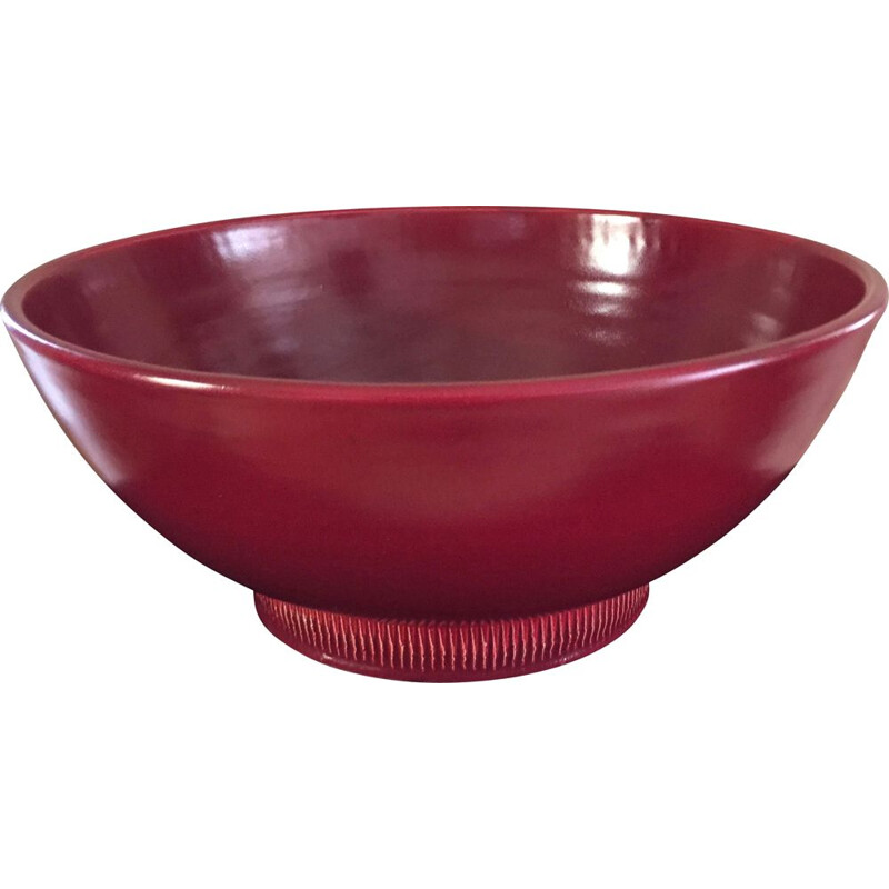 Vintage Pol Chambost bowl with red glaze, France