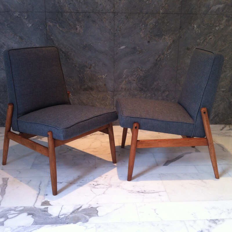 Soviet pair of armchairs without armrests - 1960s