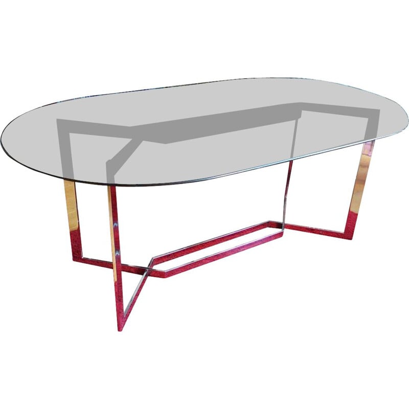 Dialogue vintage table in stained glass by Le Geard for DOM, 1970