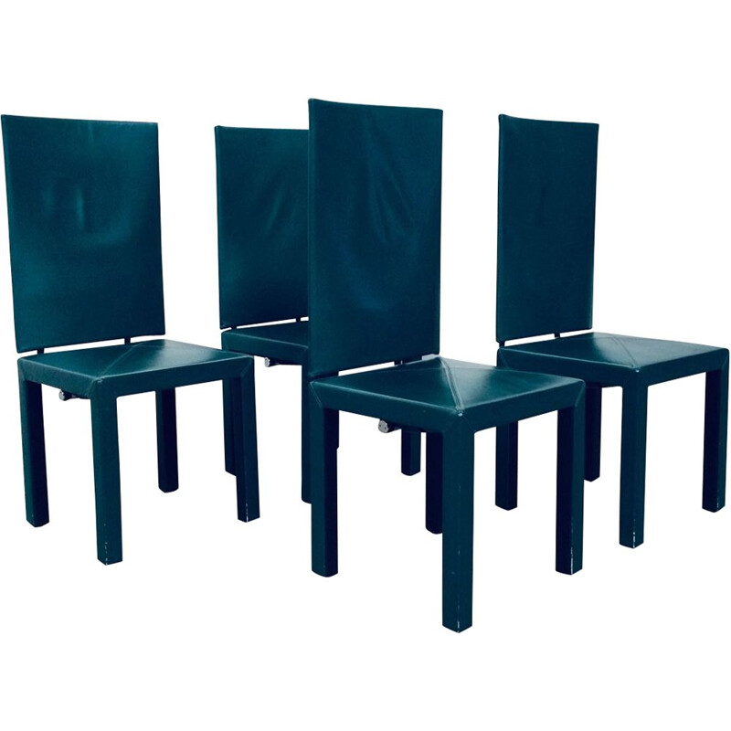 Set of 4 vintage high back dining chairs by Paolo Piva for B&B Italia Arcadia Arcara, Italy 1980s