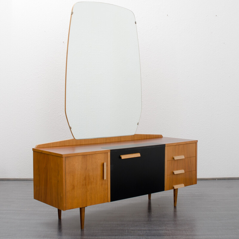 Chest of drawers in walnut with a mirrored - 1950s