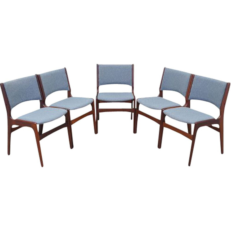 Set of 5 vintage rosewood chairs by Henning Kjaernulf, Denmark 1970s