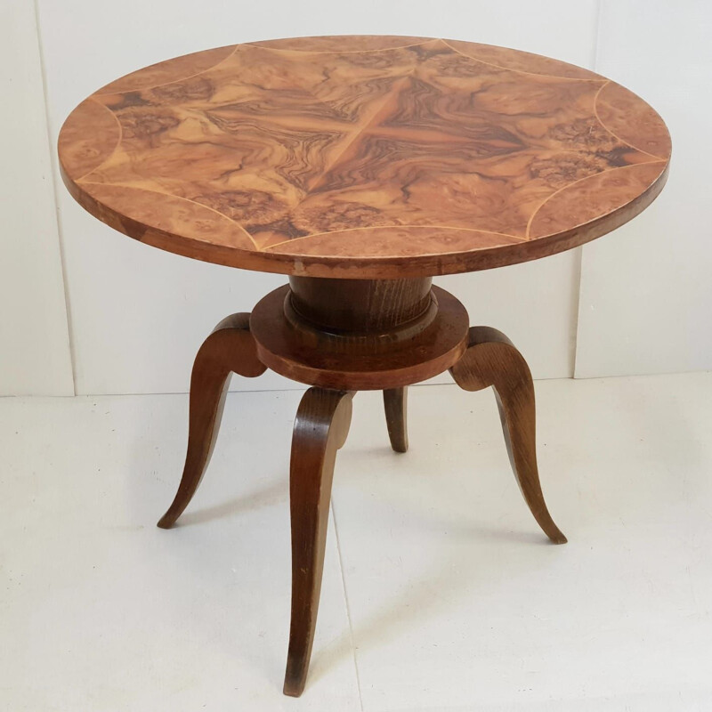 Vintage wooden pedestal table, 1940