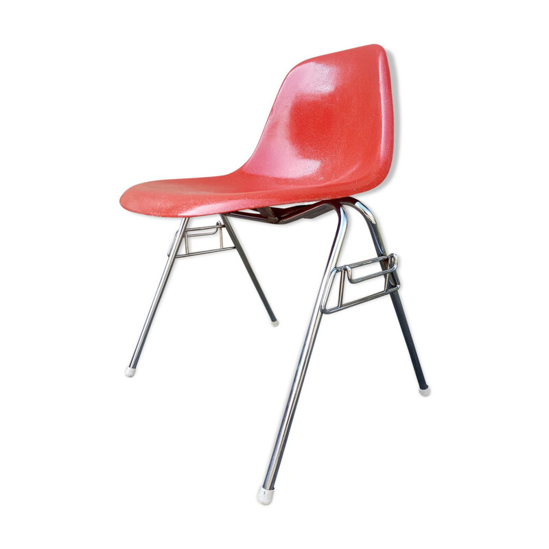 Vintage DSS orange chair by Charles and Ray Eames for Herman Miller, 1960s