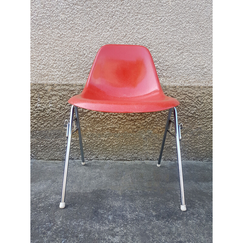 Vintage DSS orange chair by Charles and Ray Eames for Herman Miller, 1960s
