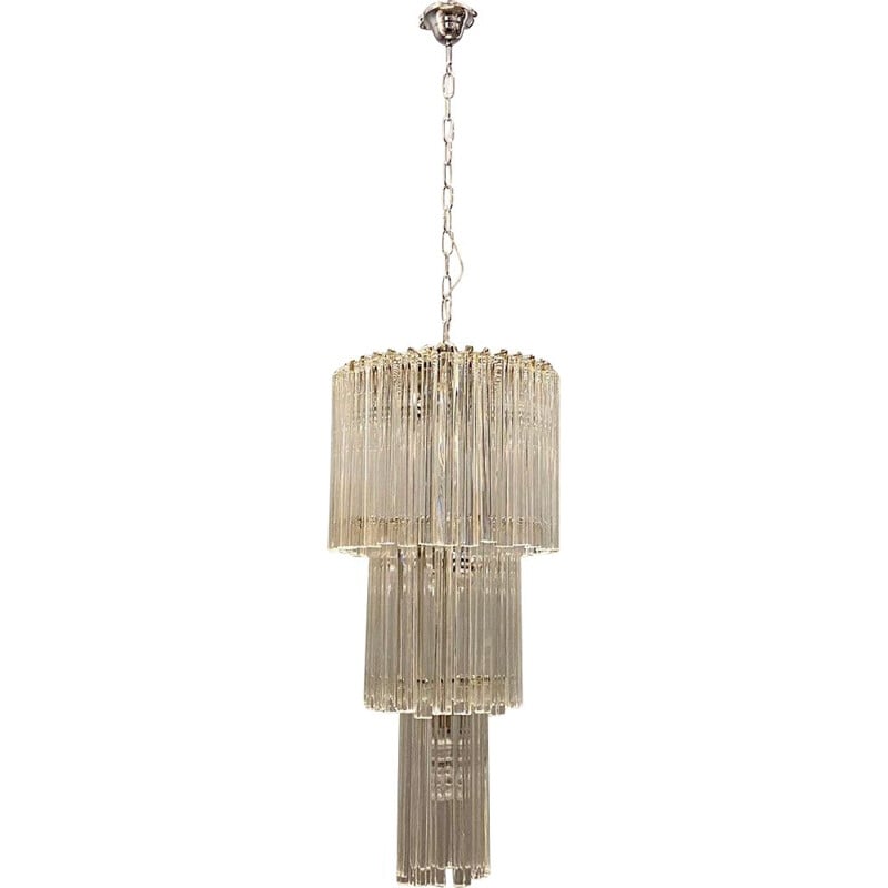 Mid-Century murano glass prism chandelier by Paolo Venini