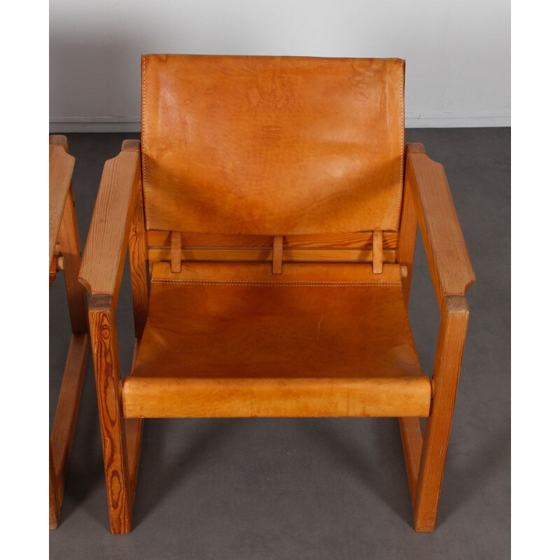 Pair of vintage Diana leather armchairs by Mobring for Ikea, 1970