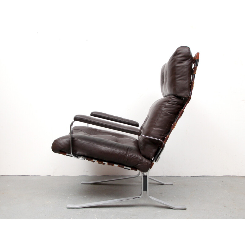 Highjack armchair in brown leather - 1970s