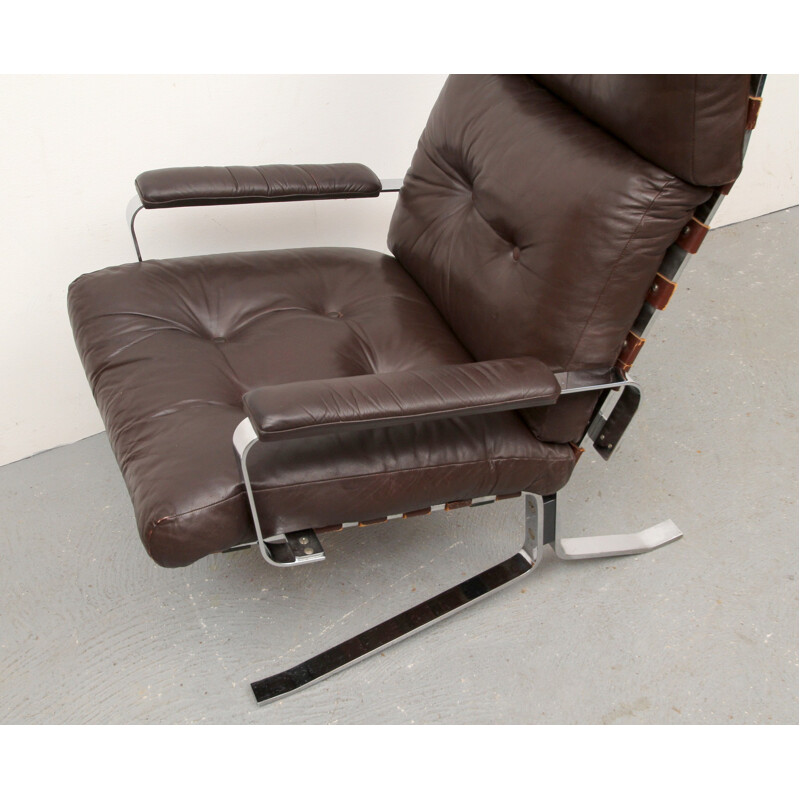 Highjack armchair in brown leather - 1970s