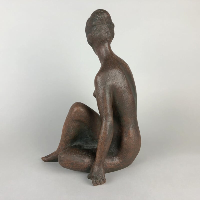 Mid-century nude women sculpture by Bohumil Kokrda for Jihokera Bechyně,  Czechoslovakia 1967