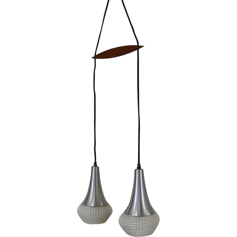 Brushed aluminium hanging lamp - 1970s