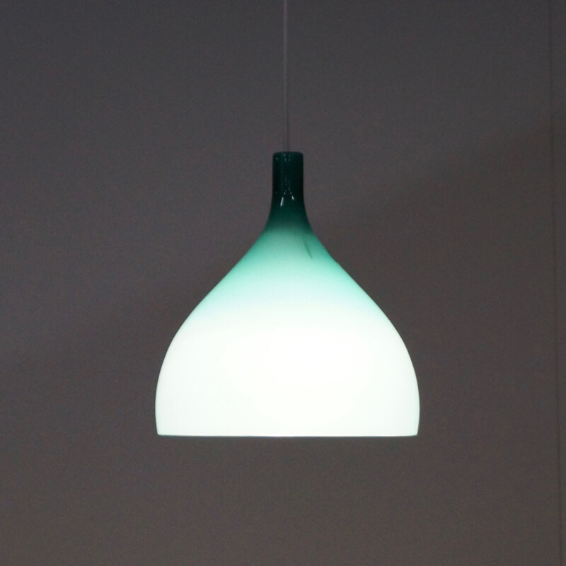 Green Venini hanging lamp in Murano glass, Paolo VENINI - 1960s