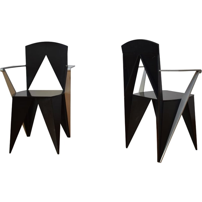 Pair of vintage armchairs by Adriano and Paolo Suman for Giorgetti, 1980