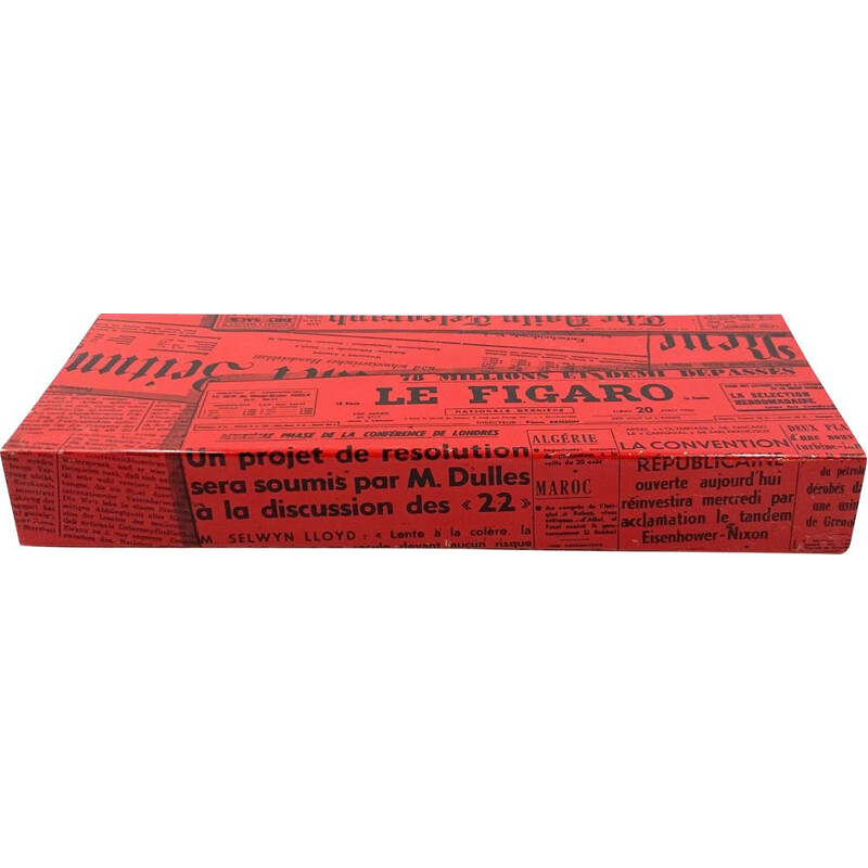 Vintage "Newspapers" red box by Piero Fornasetti, Italy 1950