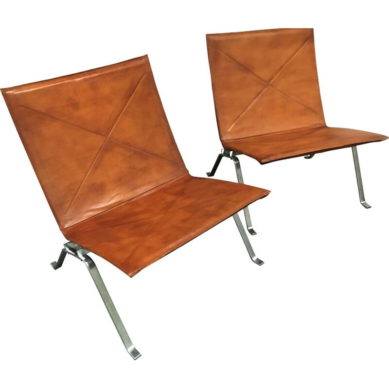 Pair of vintage armchairs model PK22 by Poul Kjærholm for Kold Christensen, 1950