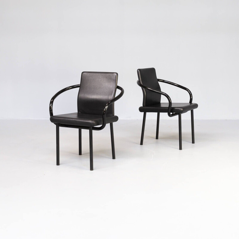 Pair of vintage "mandarin" chairs with armrests by Ettore Sottsass for Knoll, 1986