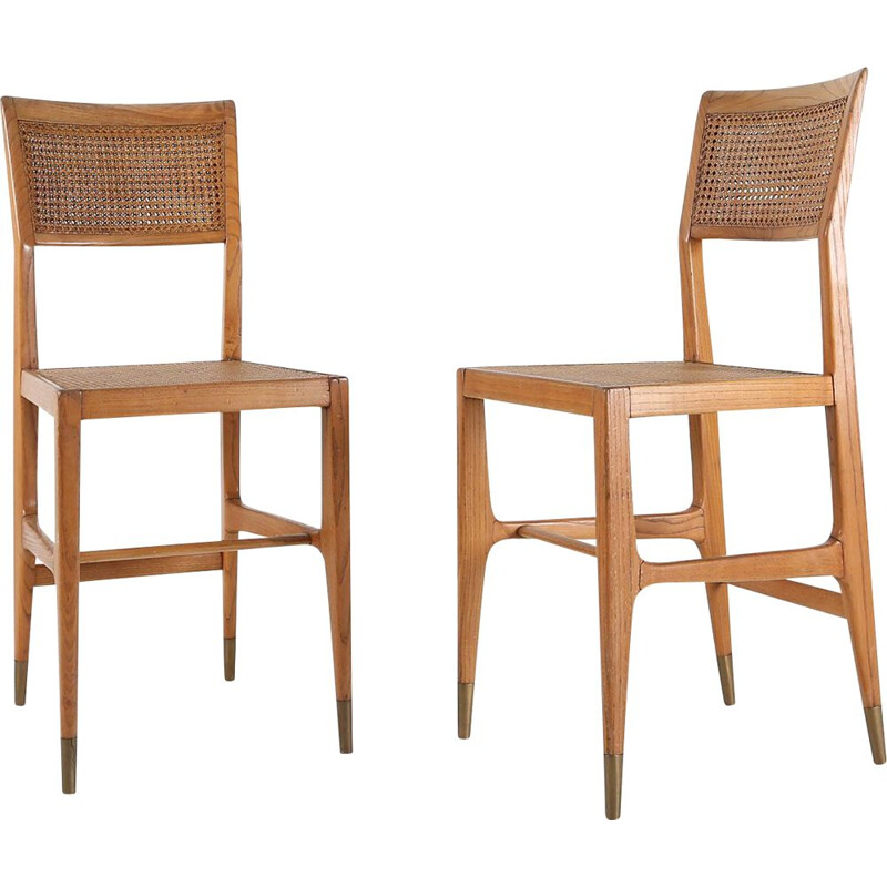 Pair of vintage ashwood chairs by Gio Ponti for the Casino San Remo, 1951