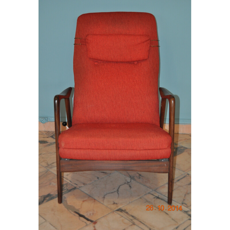 Mid century modern red armchair - 1950s