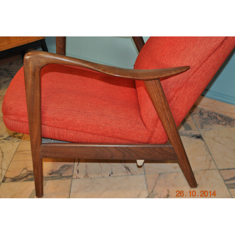 Mid century modern red armchair - 1950s