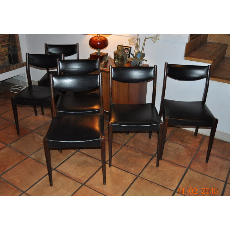 Set of  6 chairs in rosewood - 1960s