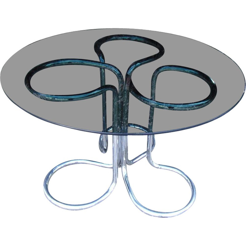 Vintage table with smoked glass by Giotto Stoppino