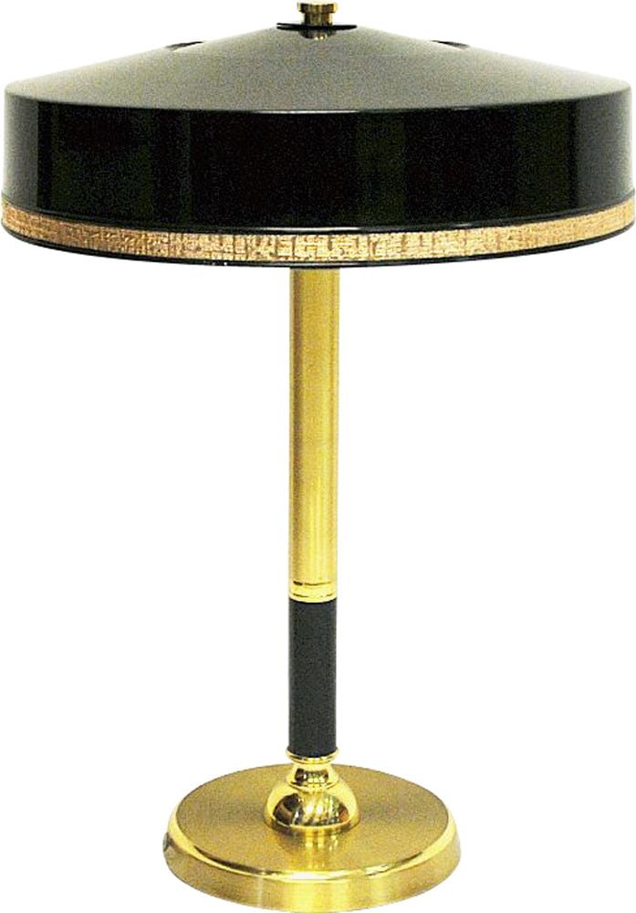 Vintage Black Shade And Brass Table, Brass Lamp Black Shade