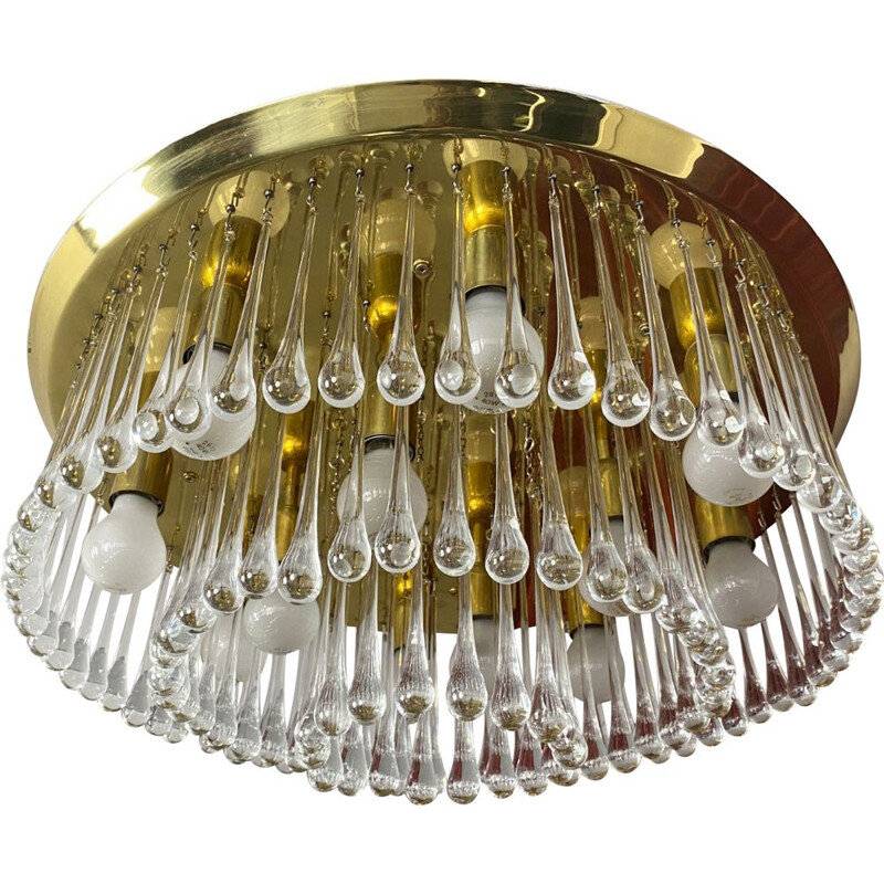 Vintage chandelier in Murano crystal glass drops by J.T. Kalmar Vienna, Austria