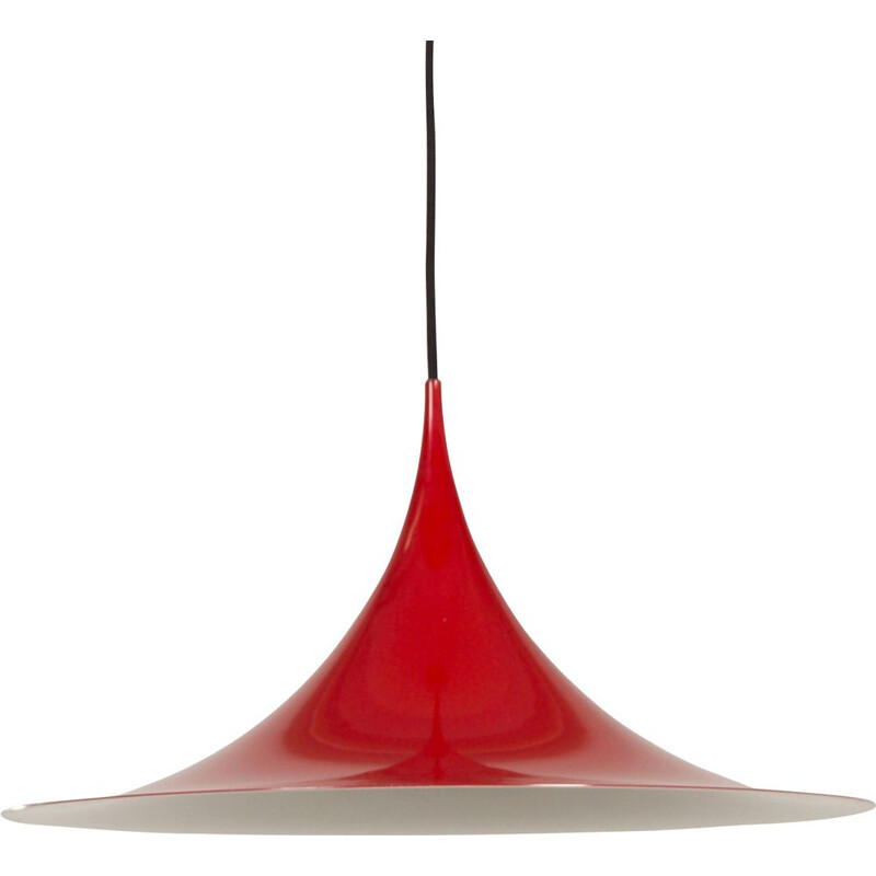Vintage red Semi pendant lamp by Bonderup and Thorup for Fog & Mørup, 1960s