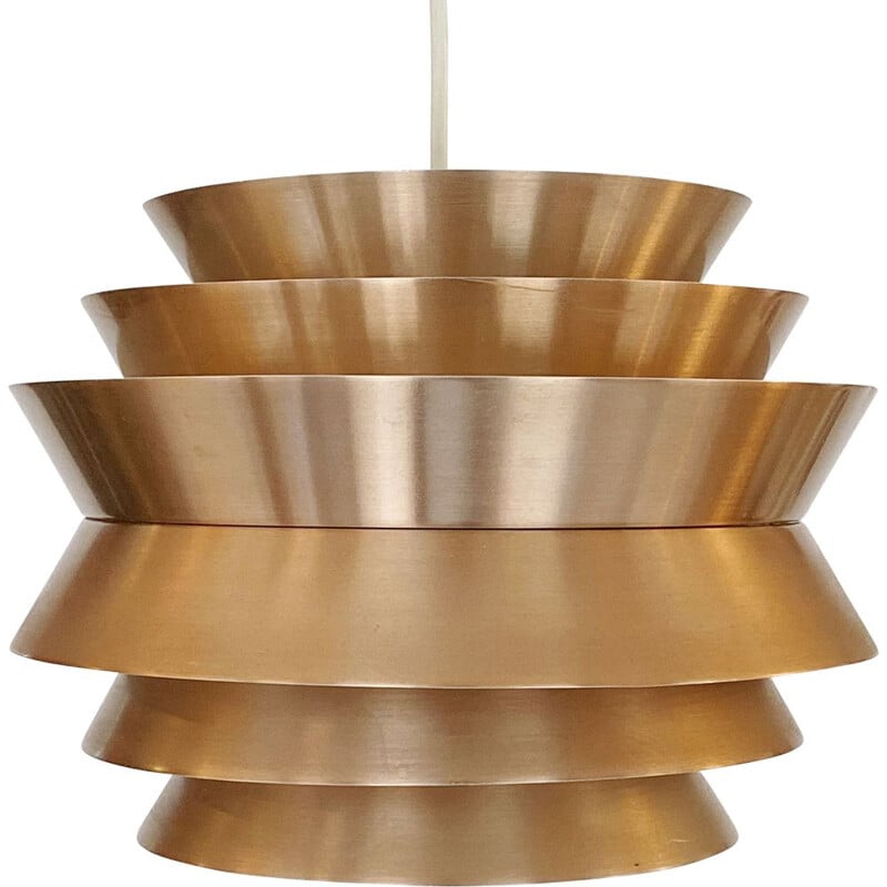 Vintage pendant lamp "Trava" in copper aluminium by Carl Thore for Granhaga Metallindustri, Sweden 1960s