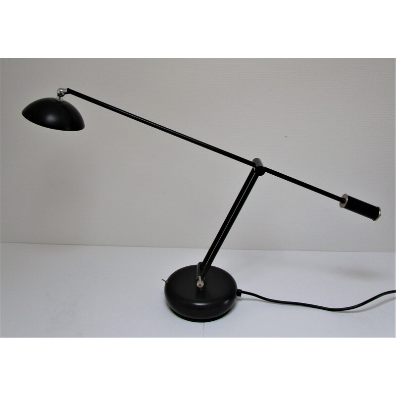 Vintage black metal counterbalanced halogen desk lamp, 1980-1990