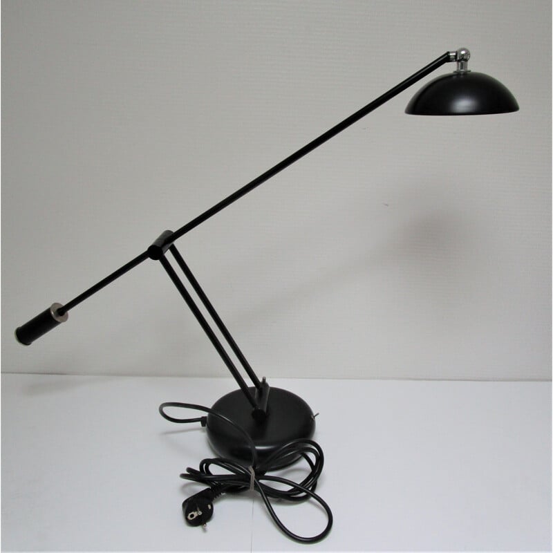 Vintage black metal counterbalanced halogen desk lamp, 1980-1990