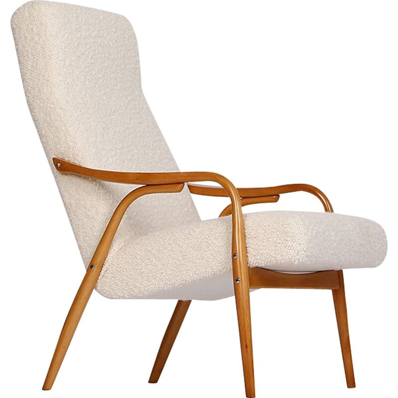 Mid century boucle armchair by Antonin Suman for Ton, Czechoslovakia 1950s