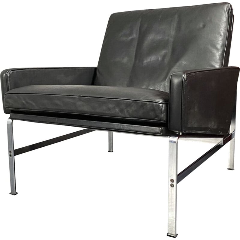 Vintage black leather armchair by Preben Fabricius & Jørgen Kastholm for Kill International