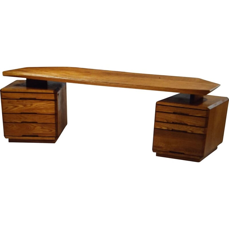 Vintage desk in solid elmwood by Pierre Chapo
