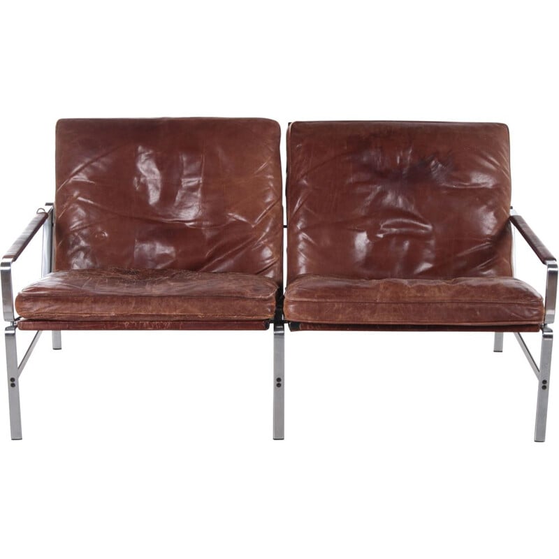 Vintage 2 seater leather sofa by Fabricius & Kastholm for Kill International, 1960s