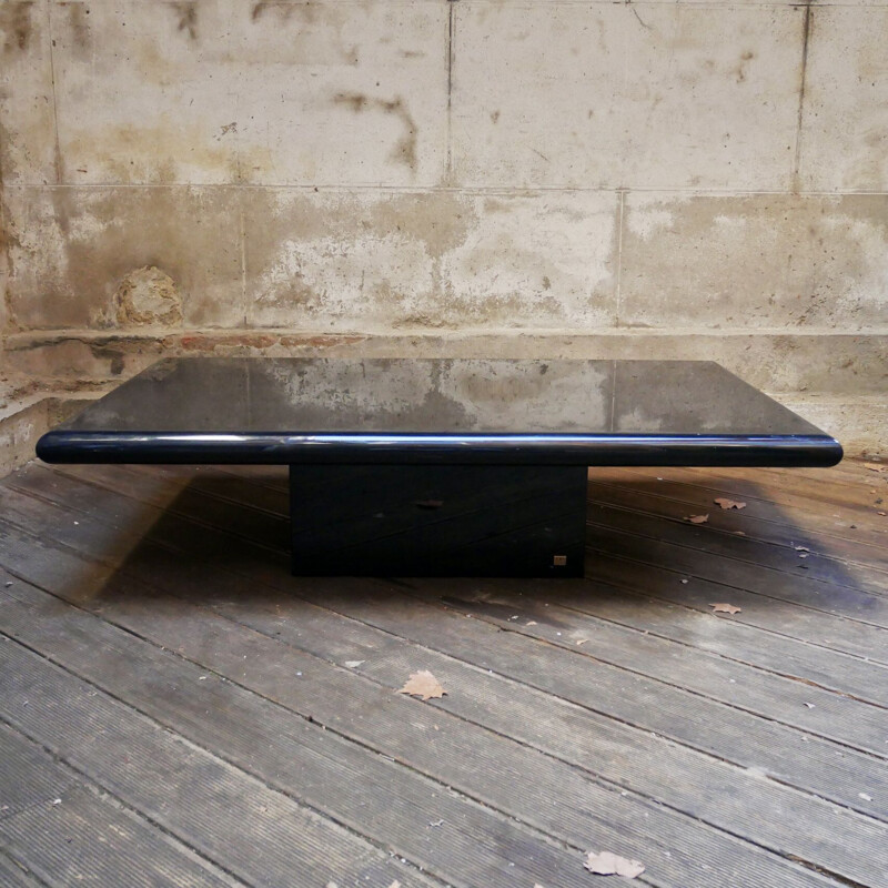 Mid-century black lacquered coffee table by Jean-Claude Mahey for Roche Bobois, 1970