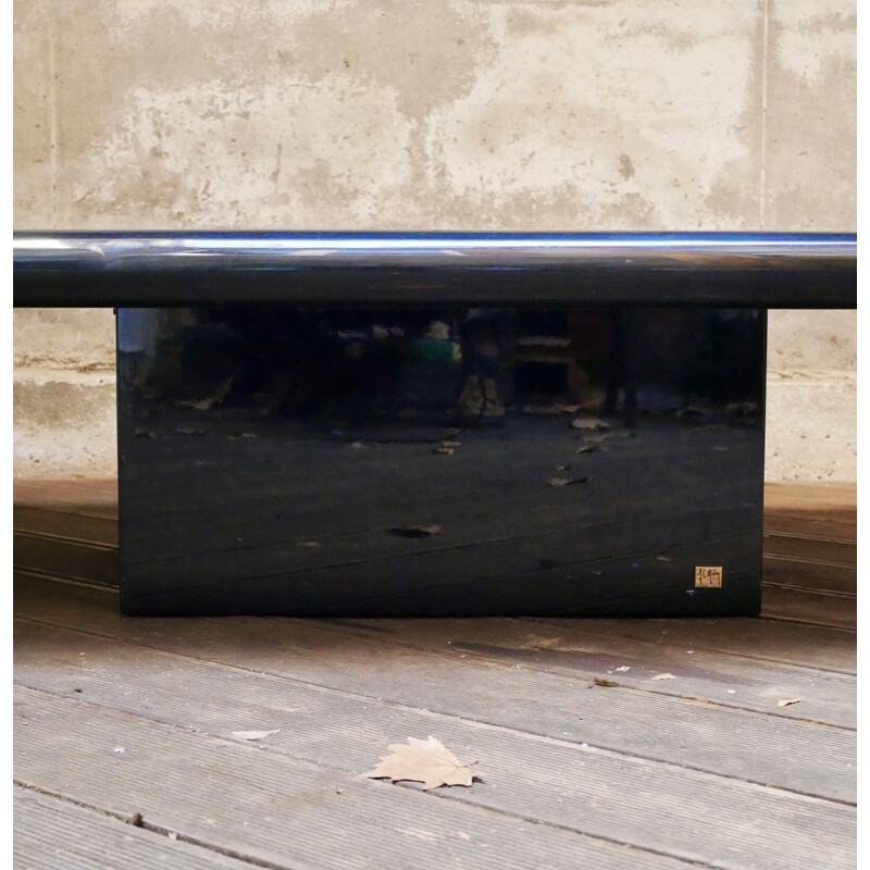 Mid-century black lacquered coffee table by Jean-Claude Mahey for Roche Bobois, 1970